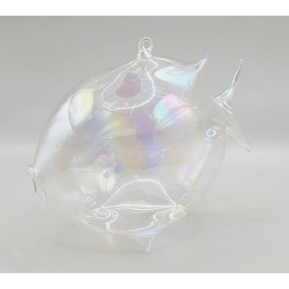Silvestri Iridescent Blown Glass Fish W/ Hanging Loop Handcrafted Home Décor - Picture 1 of 7